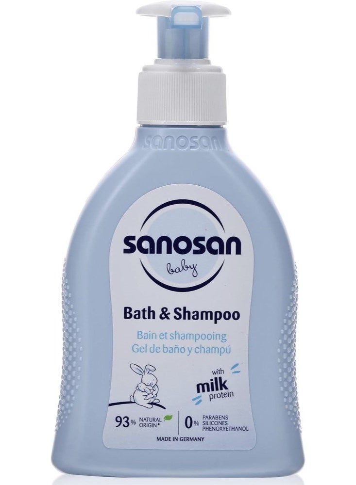 sanosan Baby Bath And Shampoo With Milk Protein 200 ML - Image 1